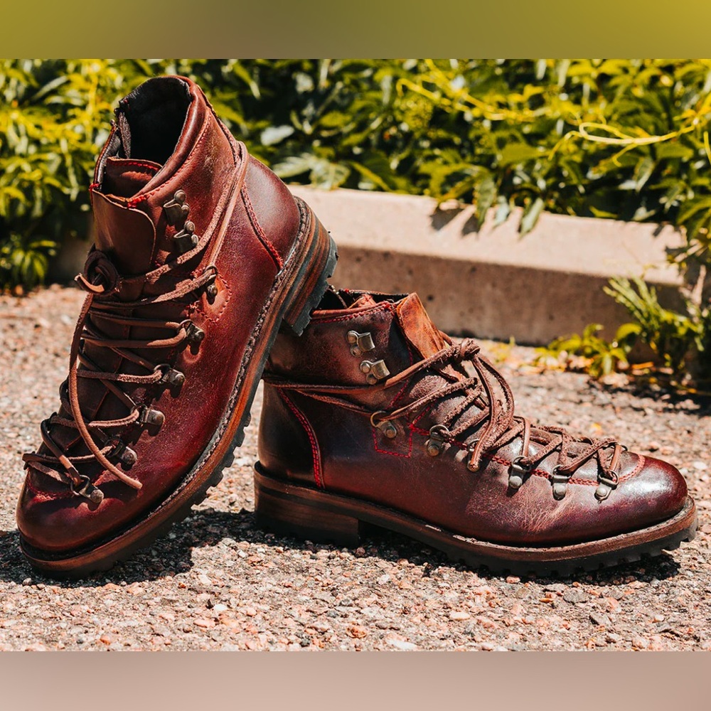Freebird Maddox New in Box Handcrafted Leather Boots Lace Zip Moto Brown Hiking